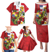 Hawaii And Tonga Family Matching Puletasi and Hawaiian Shirt King Kalakaua Tribal Gecko Tongan Ngatu LT14 - Polynesian Pride