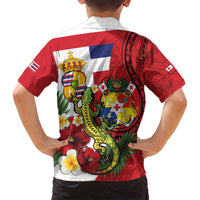 Hawaii And Tonga Family Matching Tank Maxi Dress and Hawaiian Shirt King Kalakaua Tribal Gecko Tongan Ngatu