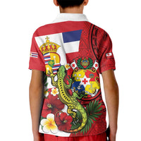 Hawaii And Tonga Kid Polo Shirt King Kalakaua Tribal Gecko Tongan Ngatu LT14 - Polynesian Pride