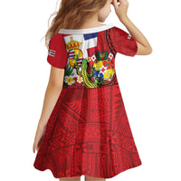 Hawaii And Tonga Kid Short Sleeve Dress King Kalakaua Tribal Gecko Tongan Ngatu LT14 - Polynesian Pride
