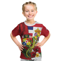 Hawaii And Tonga Kid T Shirt King Kalakaua Tribal Gecko Tongan Ngatu LT14 Red - Polynesian Pride