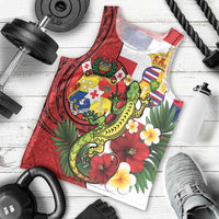 Hawaii And Tonga Men Tank Top King Kalakaua Tribal Gecko Tongan Ngatu LT14 - Polynesian Pride