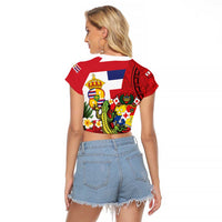 Hawaii And Tonga Raglan Cropped T Shirt King Kalakaua Tribal Gecko Tongan Ngatu LT14 - Polynesian Pride