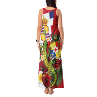 Hawaii And Tonga Tank Maxi Dress King Kalakaua Tribal Gecko Tongan Ngatu LT14 - Polynesian Pride