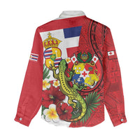Hawaii And Tonga Women Casual Shirt King Kalakaua Tribal Gecko Tongan Ngatu LT14 - Polynesian Pride
