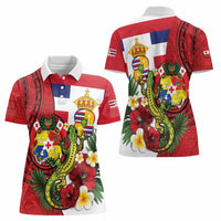 Hawaii And Tonga Women Polo Shirt King Kalakaua Tribal Gecko Tongan Ngatu LT14 - Polynesian Pride