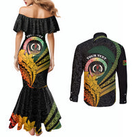 Personalised Vanuatu Independence Day Couples Matching Mermaid Dress and Long Sleeve Button Shirt July 30 Pig Tusk Long God Yumi Stanap LT14 - Polynesian Pride