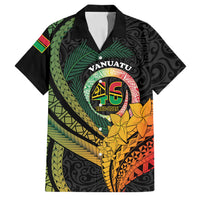 Personalised Vanuatu Independence Day Family Matching Puletasi and Hawaiian Shirt July 30 Pig Tusk Long God Yumi Stanap LT14 Dad's Shirt - Short Sleeve Black - Polynesian Pride