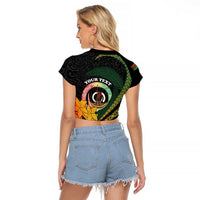 Personalised Vanuatu Independence Day Raglan Cropped T Shirt July 30 Pig Tusk Long God Yumi Stanap LT14 - Polynesian Pride