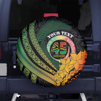 Personalised Vanuatu Independence Day Spare Tire Cover July 30 Pig Tusk Long God Yumi Stanap LT14 No hole Black - Polynesian Pride