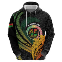 Personalised Vanuatu Independence Day Zip Hoodie July 30 Pig Tusk Long God Yumi Stanap LT14 - Polynesian Pride