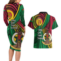 Halo Vanuatu Couples Matching Long Sleeve Bodycon Dress and Hawaiian Shirt Happy 45th Independence Anniversary LT14 - Polynesian Pride