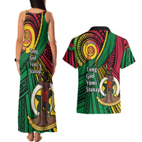 Halo Vanuatu Couples Matching Tank Maxi Dress and Hawaiian Shirt Happy 45th Independence Anniversary LT14 - Polynesian Pride