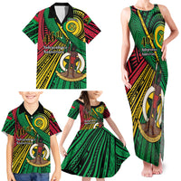 Halo Vanuatu Family Matching Tank Maxi Dress and Hawaiian Shirt Happy 45th Independence Anniversary LT14 - Polynesian Pride
