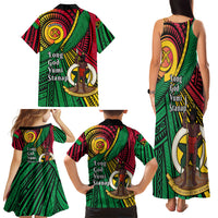 Halo Vanuatu Family Matching Tank Maxi Dress and Hawaiian Shirt Happy 45th Independence Anniversary LT14 - Polynesian Pride