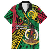 Halo Vanuatu Family Matching Tank Maxi Dress and Hawaiian Shirt Happy 45th Independence Anniversary LT14 Dad's Shirt - Short Sleeve Black - Polynesian Pride