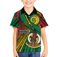 Halo Vanuatu Family Matching Tank Maxi Dress and Hawaiian Shirt Happy 45th Independence Anniversary LT14 Son's Shirt Black - Polynesian Pride