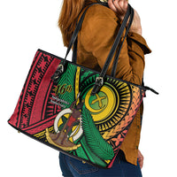 Halo Vanuatu Leather Tote Bag Happy 46th Independence Anniversary LT14 - Polynesian Pride