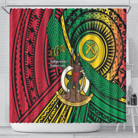 Halo Vanuatu Shower Curtain Happy 46th Independence Anniversary LT14 - Polynesian Pride