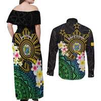 Lalawigan ng Palawan Couples Matching Off Shoulder Maxi Dress and Long Sleeve Button Shirt Philippines Province Land of Promise LT14 - Polynesian Pride
