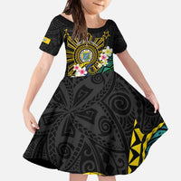Lalawigan ng Palawan Family Matching Off The Shoulder Long Sleeve Dress and Hawaiian Shirt Philippines Province Land of Promise LT14 Daughter's Dress Black - Polynesian Pride