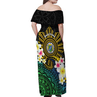 Lalawigan ng Palawan Family Matching Off Shoulder Maxi Dress and Hawaiian Shirt Philippines Province Land of Promise LT14 - Polynesian Pride