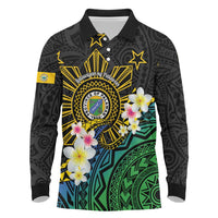 Lalawigan ng Palawan Long Sleeve Polo Shirt Philippines Province Land of Promise LT14 Black - Polynesian Pride