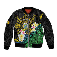 Lalawigan ng Palawan Sleeve Zip Bomber Jacket Philippines Province Land of Promise LT14 Unisex Black - Polynesian Pride