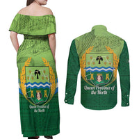 Isabela Philippines Couples Matching Off Shoulder Maxi Dress and Long Sleeve Button Shirt Queen Province Of The North LT14 - Polynesian Pride