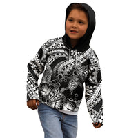 Personalised Polynesian Kid Hoodie Tribal Honu Turtle with Hibiscus White Version LT14 - Polynesian Pride