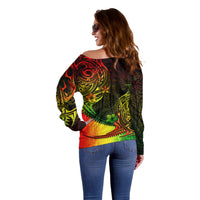 Personalised Polynesian Tribal Off Shoulder Sweater Unique Reggae LT14 - Polynesian Pride