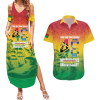 Vanuatu Indipendens Dei Couples Matching Summer Maxi Dress and Hawaiian Shirt Yumi 46th Independence Anniversary LT14 Reggae - Polynesian Pride