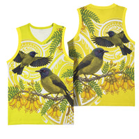 Bellbird New Zealand Basketball Jersey Korimako Kowhai Maori Pattern