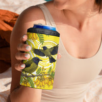 Bellbird New Zealand 4 in 1 Can Cooler Tumbler Korimako Kowhai Maori Pattern LT14 - Polynesian Pride