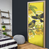 Bellbird New Zealand Door Cover Korimako Kowhai Maori Pattern