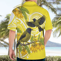 Bellbird New Zealand Hawaiian Shirt Korimako Kowhai Maori Pattern LT14 - Polynesian Pride