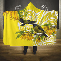 Bellbird New Zealand Hooded Blanket Korimako Kowhai Maori Pattern