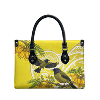 Bellbird New Zealand Leather Bag Korimako Kowhai Maori Pattern