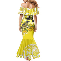 Bellbird New Zealand Mermaid Dress Korimako Kowhai Maori Pattern