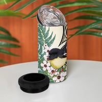 Endemic Tomtit New Zealand 4 in 1 Can Cooler Tumbler Miromiro Manuka Silver Fern Maori Pattern LT14 - Polynesian Pride