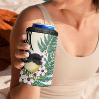 Endemic Tomtit New Zealand 4 in 1 Can Cooler Tumbler Miromiro Manuka Silver Fern Maori Pattern LT14 - Polynesian Pride