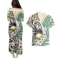 Endemic Tomtit New Zealand Couples Matching Puletasi and Hawaiian Shirt Miromiro Manuka Silver Fern Maori Pattern LT14 - Polynesian Pride