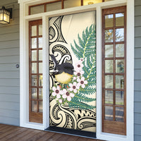 Endemic Tomtit New Zealand Door Cover Miromiro Manuka Silver Fern Maori Pattern