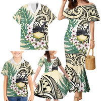 Endemic Tomtit New Zealand Family Matching Mermaid Dress and Hawaiian Shirt Miromiro Manuka Silver Fern Maori Pattern LT14 - Polynesian Pride