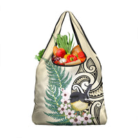 Endemic Tomtit New Zealand Grocery Bag Miromiro Manuka Silver Fern Maori Pattern