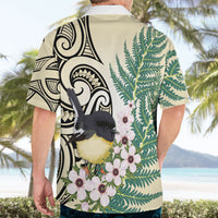 Endemic Tomtit New Zealand Hawaiian Shirt Miromiro Manuka Silver Fern Maori Pattern