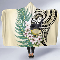 Endemic Tomtit New Zealand Hooded Blanket Miromiro Manuka Silver Fern Maori Pattern