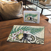 Endemic Tomtit New Zealand Puzzle Miromiro Manuka Silver Fern Maori Pattern