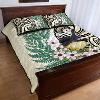 Endemic Tomtit New Zealand Quilt Bed Set Miromiro Manuka Silver Fern Maori Pattern