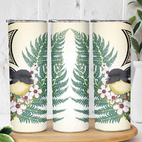 Endemic Tomtit New Zealand Skinny Tumbler Miromiro Manuka Silver Fern Maori Pattern LT14 - Polynesian Pride